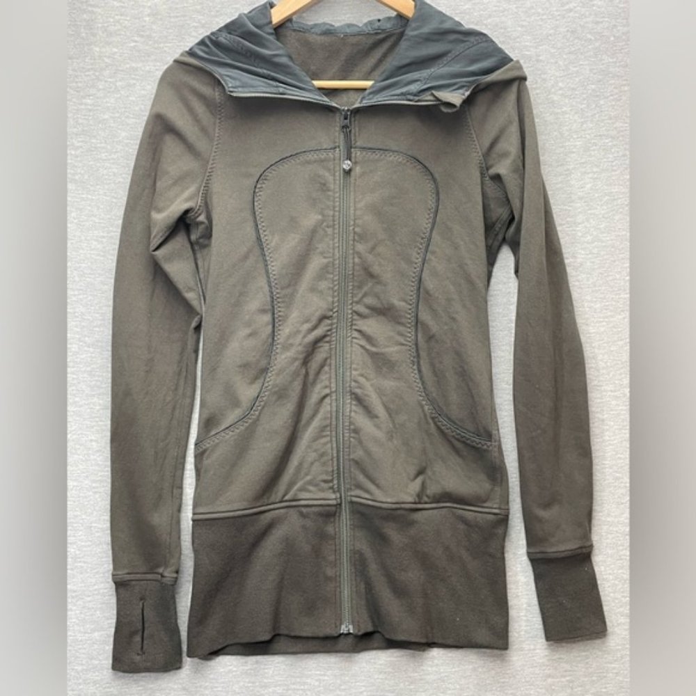 Lululemon Womens Olive Green Zip up Hoodie Size 6